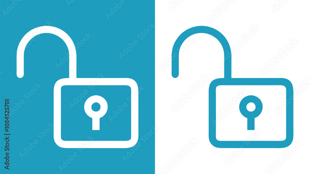 Simple Open Padlock Icon Symbolizing Security and Access. lock icon set. login, lock, padlock. Adobe icons. Simple Open Padlock Icon Symbolizing Security and Access. lock icon set. login, lock, padlock. Adobe icons.