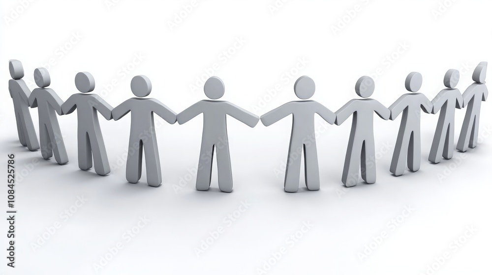 A diverse group of abstract figures holding hands in a circle, symbolizing unity and cooperation. A diverse group of abstract figures holding hands in a circle, symbolizing unity and cooperation.