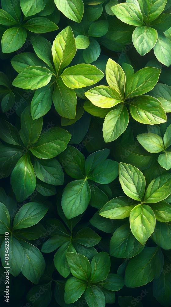 Close-up View of Lush Green Foliage: A Detailed Botanical Illustration Close-up View of Lush Green Foliage: A Detailed Botanical Illustration