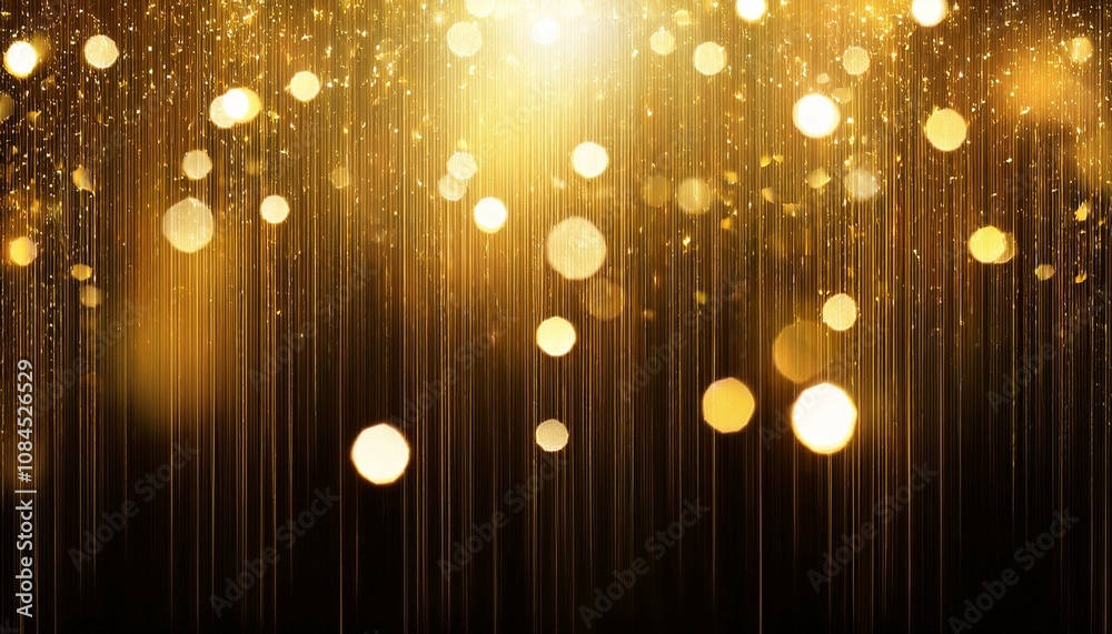 Abstract falling golden lights. Magic gold dust and highlights. Festive background. Golden Rain.