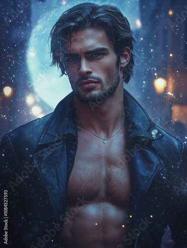 portrait of a man in the night - fantasy romance supernatural - generative ai