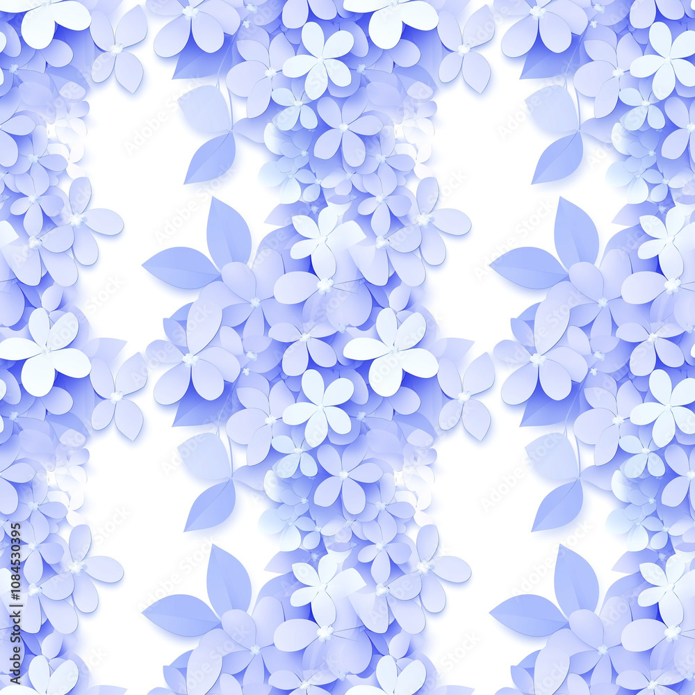 Seamless floral pattern with soft blue paper-like flowers Seamless floral pattern with soft blue paper-like flowers