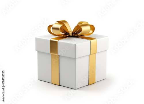 gift box with ribbon on white background.