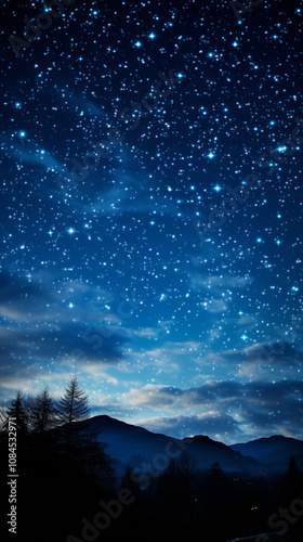 Stars in the Sky. Night landscape. Galaxy night landscape