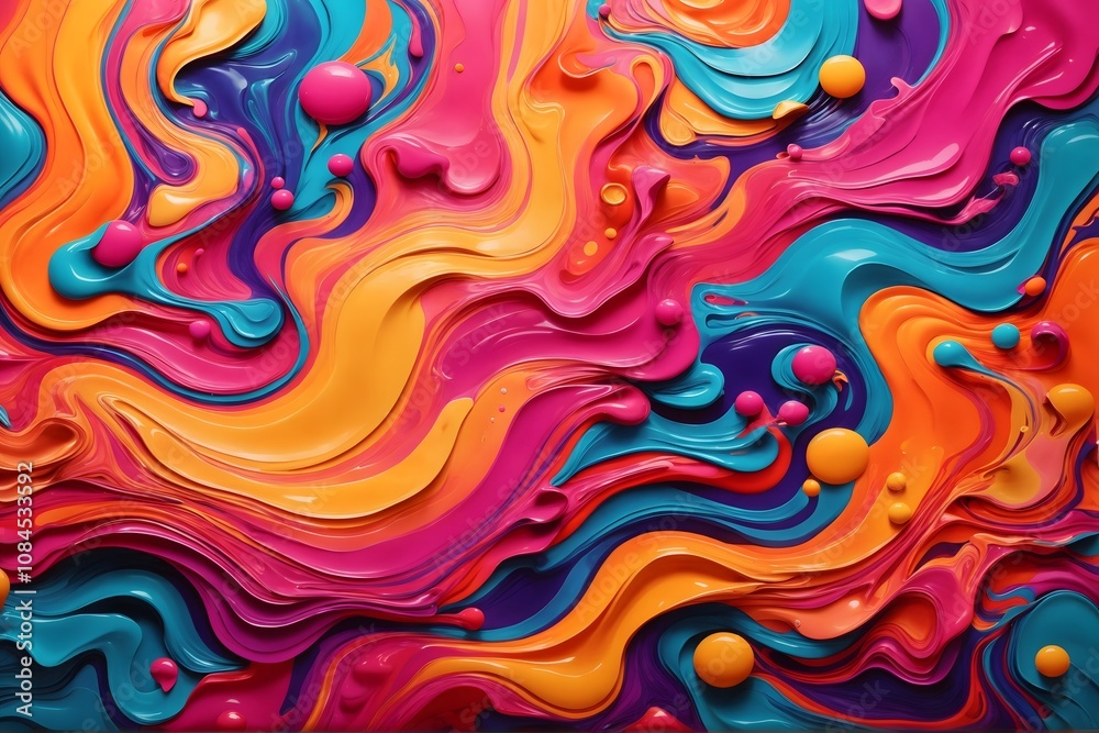 Fototapeta premium Abstract Fluid Paint Wallpaper, Colorful Liquid Paint Background, Rainbow Colorful Paint Swirls Background, AI Generative