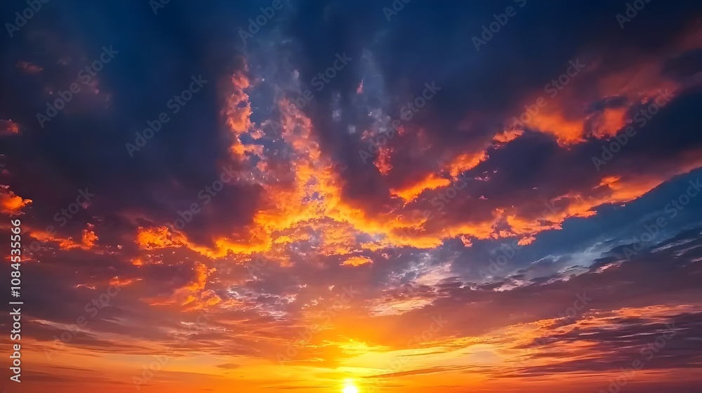 Vibrant Sunset Sky with Dramatic Clouds