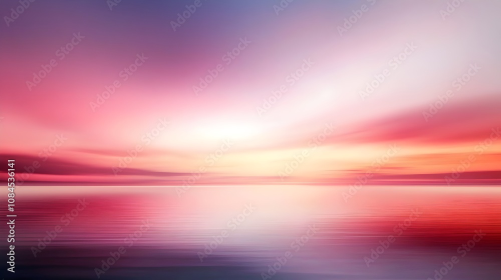 Tranquil Pastel Sunset with Wispy Clouds Reflected on Still Ocean Waters Tranquil Pastel Sunset with Wispy Clouds Reflected on Still Ocean Waters