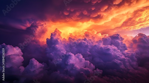 Deep Orange and Purple Sunset with Dramatic Clouds Illuminating the Sky