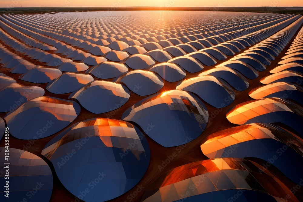 Fototapeta premium Aerial Panorama of Vast Solar Array