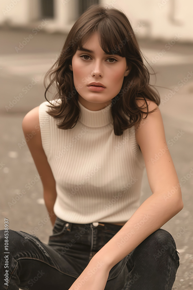 A Young Woman Posing  in Urban Street