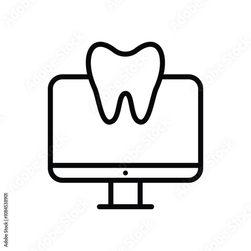 Dental online help service icon. Virtual dentist service or consultation symbol outline icon