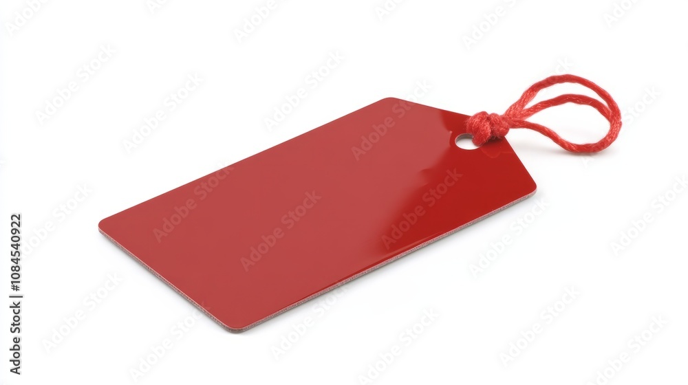 Fototapeta premium hanging red blank label tag on white