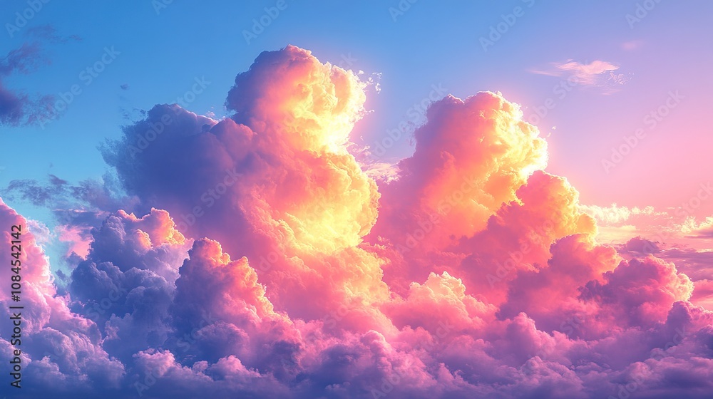 Sunset sky with bright glowing pink clouds Sunset sky with bright glowing pink clouds