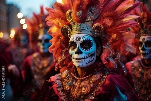 Festive Catrinas Parade Dia de los Muertos