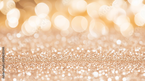 Feierlicher Gold Hintergrund mit Bokeh Licht und leuchtenden Sternen für Weihnachten Silvester oder Geburtstag photo