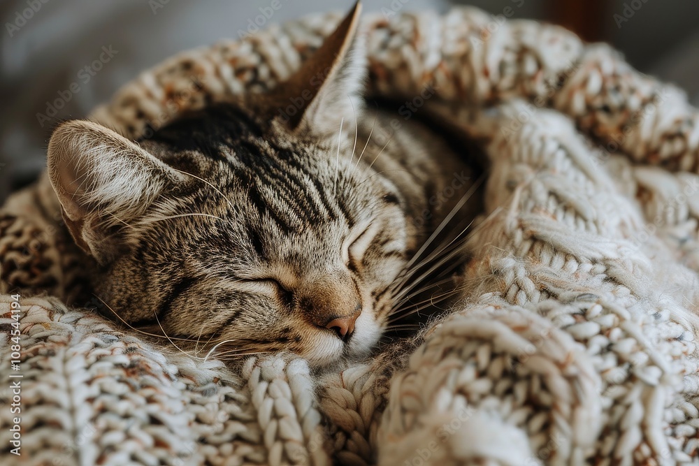 Serene Kitty Slumbers on Warm Wool Serene Kitty Slumbers on Warm Wool