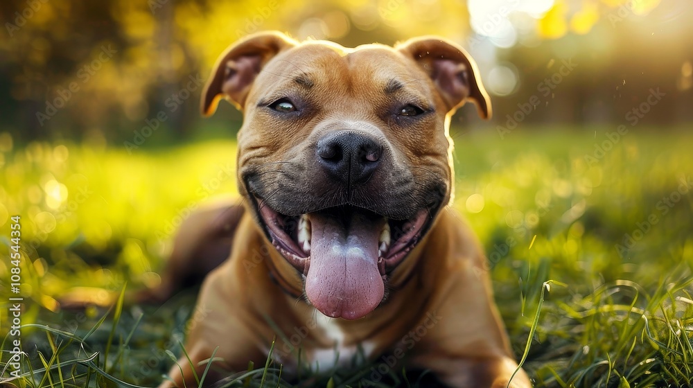 Canine Joy: A Grinning Dog in Playtime Bliss Canine Joy: A Grinning Dog in Playtime Bliss