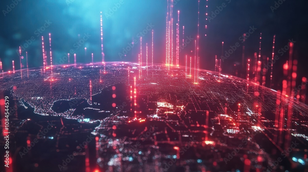 digital globe network connectivity concept glowing data transfer on earth cyber technology illustration 3d render
