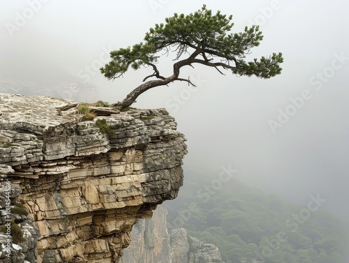 Mountaintop Tree Clinging to Rocky Edge
