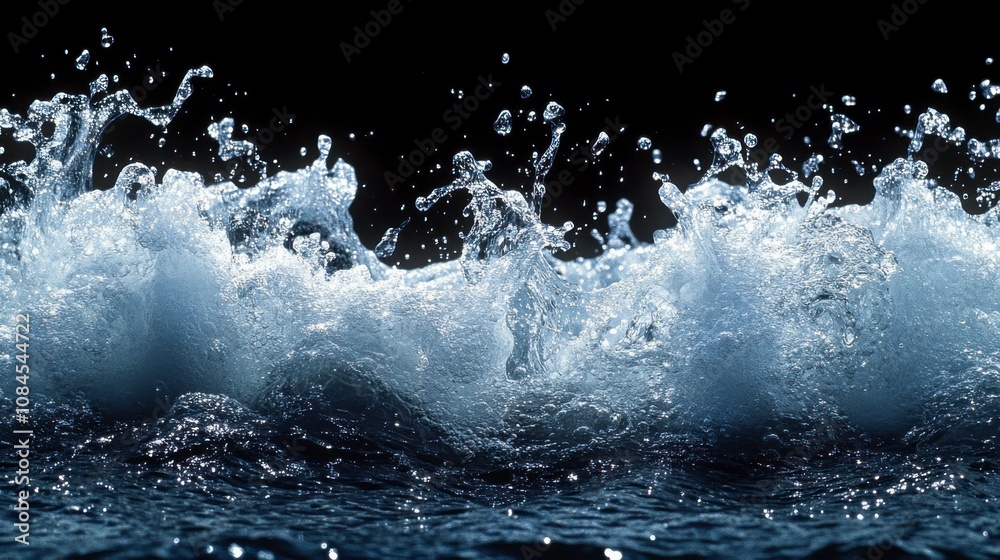 Water Splashing in the Dark - A Stunning Water Feature Close-up Water Splashing in the Dark - A Stunning Water Feature Close-up