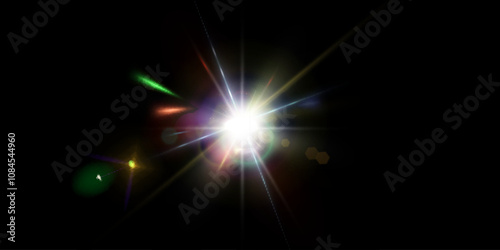 Bright Light effect for web design and game interfaces. Vector illustration of bright glow. Abstract laser beams of light.