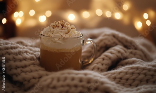 A mug of hot chocolate with whipped cream on top