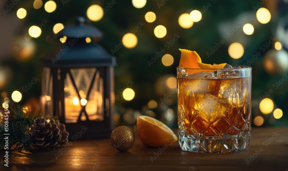 A glass of liquor with an orange slice in it A glass of liquor with an orange slice in it