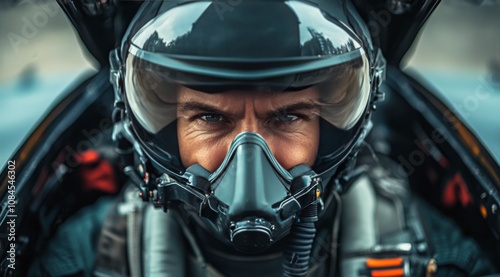 A pilot prepares for takeoff in a high tech jet cockpit during the afternoon