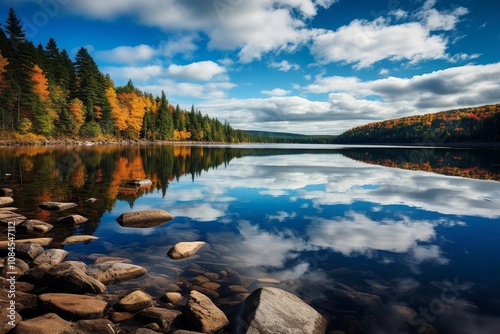 Lac Massawippi's Tranquil Reflection photo