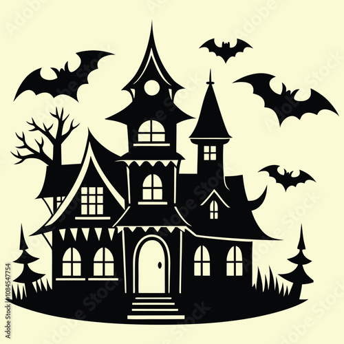 halloween castle with bats