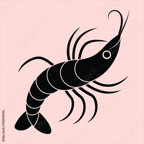 illustration of a shrimp silhouette