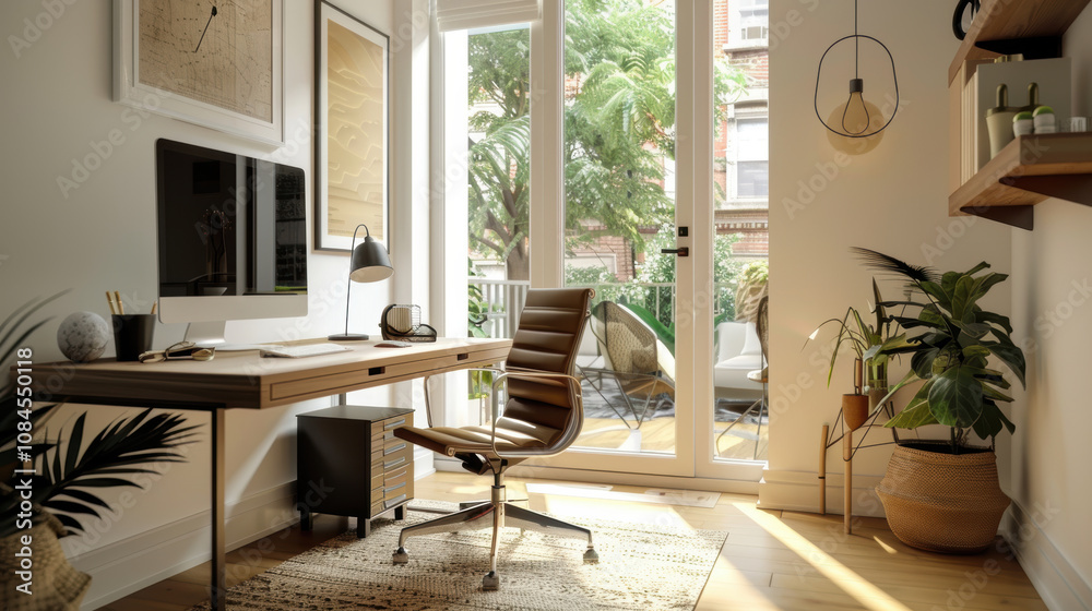 Modern Home Office Design with Ergonomic Chair and Natural Light for Productivity and Comfort