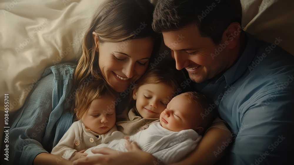 Happy parents with their children Happy parents with their children