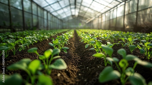 Greenhouse, Rows of seedlings and young plants