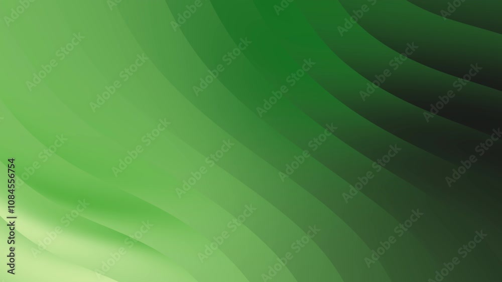 Abstract green gradient background featuring dynamic wavy line motion, perfect for modern digital designs, presentations, or videos.
