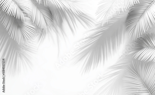 Light gray palm fronds against a white background