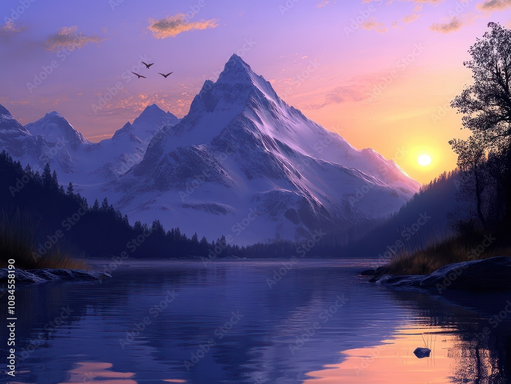 landscape mountain scenery in the evening landscape mountain scenery in the evening
