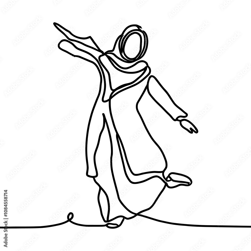 Fototapeta premium muslim woman in a hijab line drawing