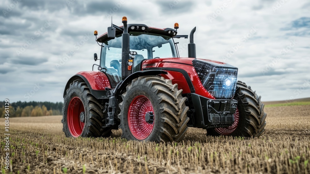 Agricultural technology concept image - Modern tractor in the field Agricultural technology concept image - Modern tractor in the field