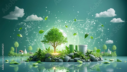 Eco-friendly healthcare innovation Showcasing sustainable medical practices, from green technology in hospitals to eco-friendly