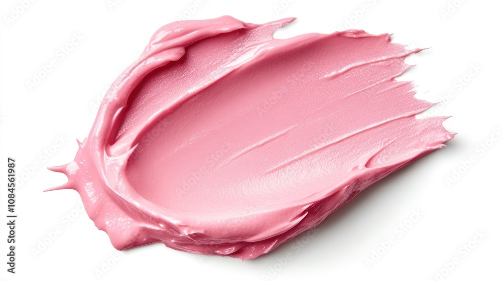 Photo of smooth pink cream texture on white background. Suitable for skin care, beauty products. Photo of smooth pink cream texture on white background. Suitable for skin care, beauty products.