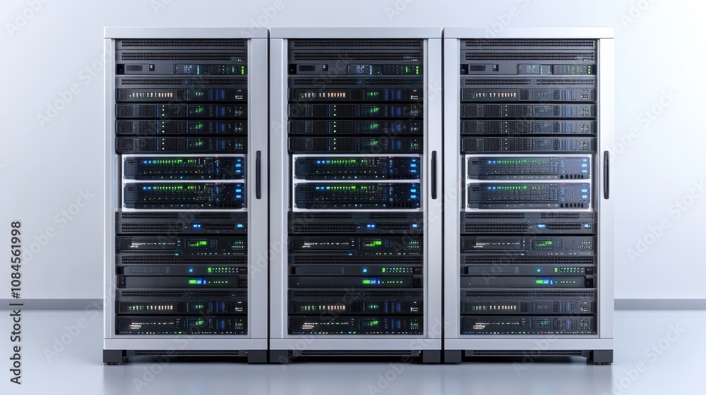 Rack of servers in data center server room Rack of servers in data center server room