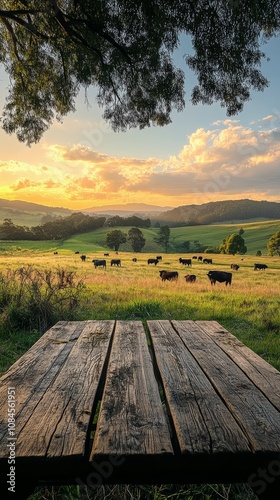 Peaceful grazing cattle in a lush green valley under a clear sky during dayti...