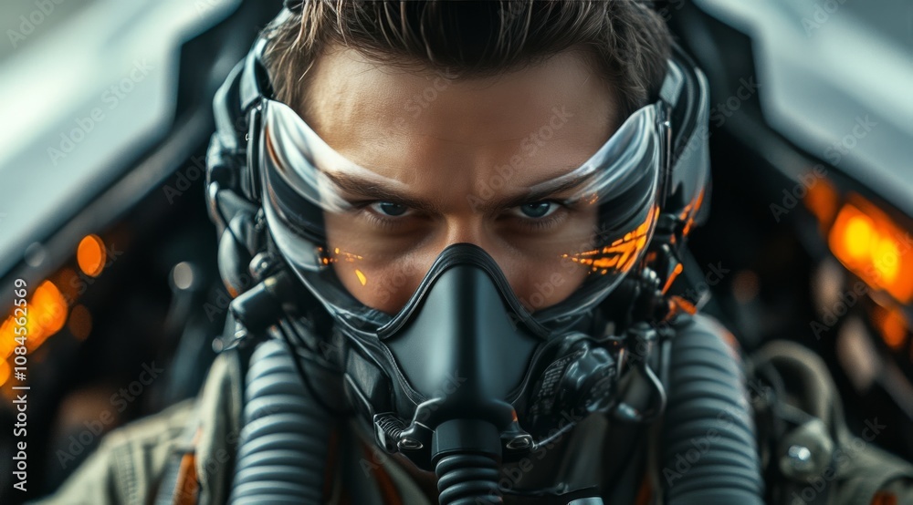 A pilot prepares for takeoff in a high tech jet cockpit during the afternoon