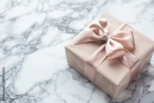Elegant Gift Box on Marble Surface for Luxury Branding and Minimalist Design