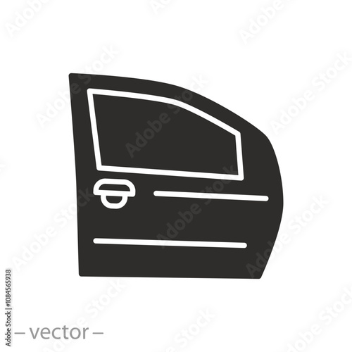 icon of car door, sign on white background - flat vector illustration