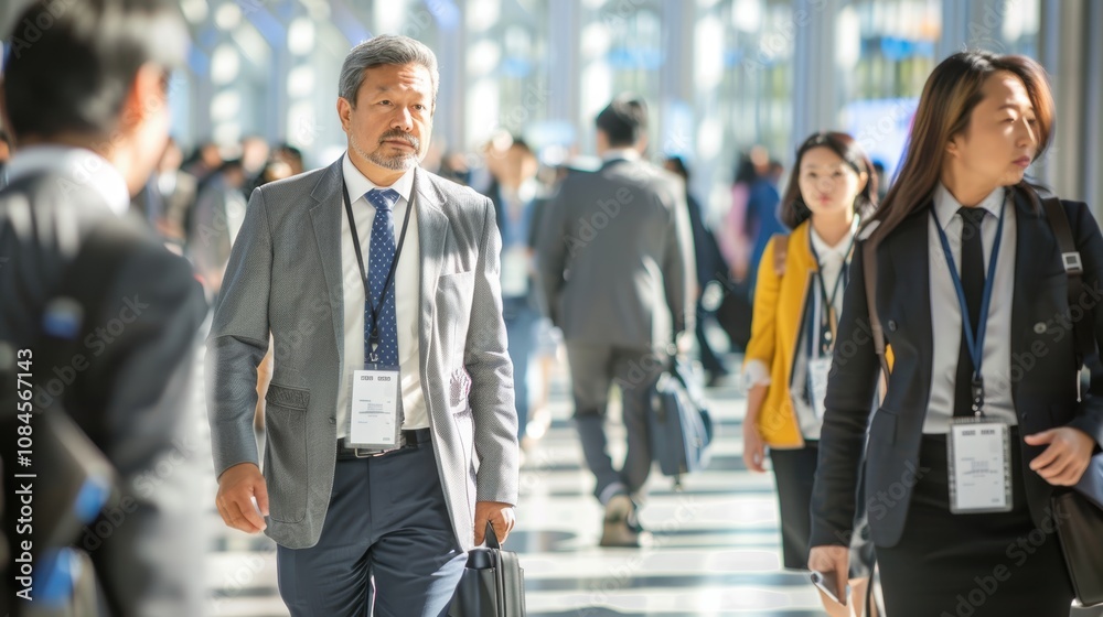 Business Professionals at International Conference in Modern Convention Center Business Professionals at International Conference in Modern Convention Center