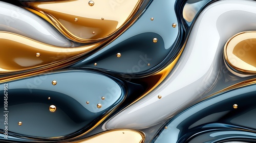 Wallpaper Mural Abstract liquid gold and silver fluid art with metallic reflections Torontodigital.ca