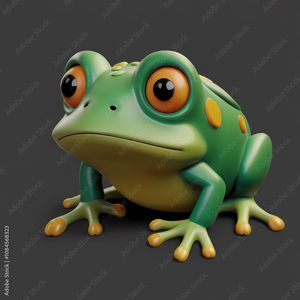 Obraz premium a Whimsical 3D style Illustration of a Happy Smiling Frog 