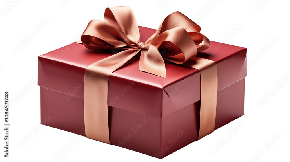Minimalistic view of a red gift box, showcasing elegance and festivity from a bird's eye angle, isolated on transparent background. Minimalistic view of a red gift box, showcasing elegance and festivity from a bird's eye angle, isolated on transparent background.